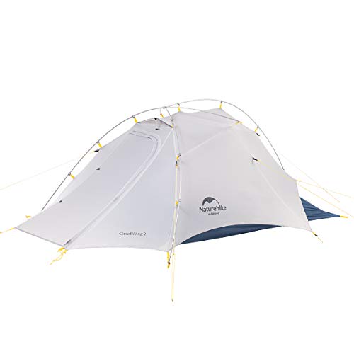 Naturehike Cloud-Flügel Ultraleichte Beruf Zelte Doppelten 2 Personen Zelt 3-4 Saison für Camping Wandern Zelt (15D Grau/Azurblau)